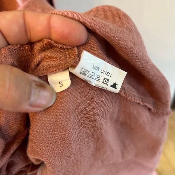 Motumo Summer Linen Handmade/ Soft Linen Dress Size Small In Peach - Picture 5 of 11